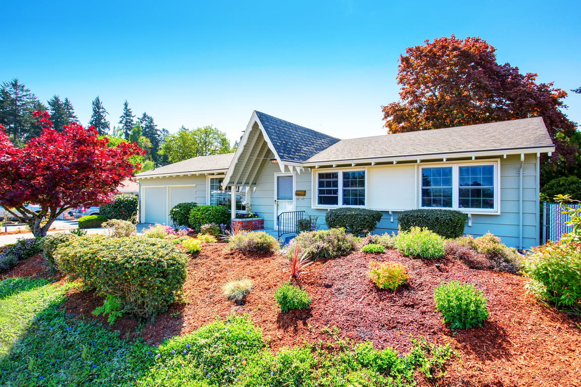 Beautiful curb appeal of small American house.